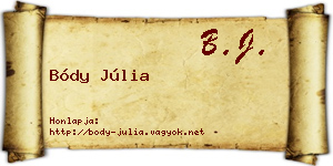Bódy Júlia névjegykártya